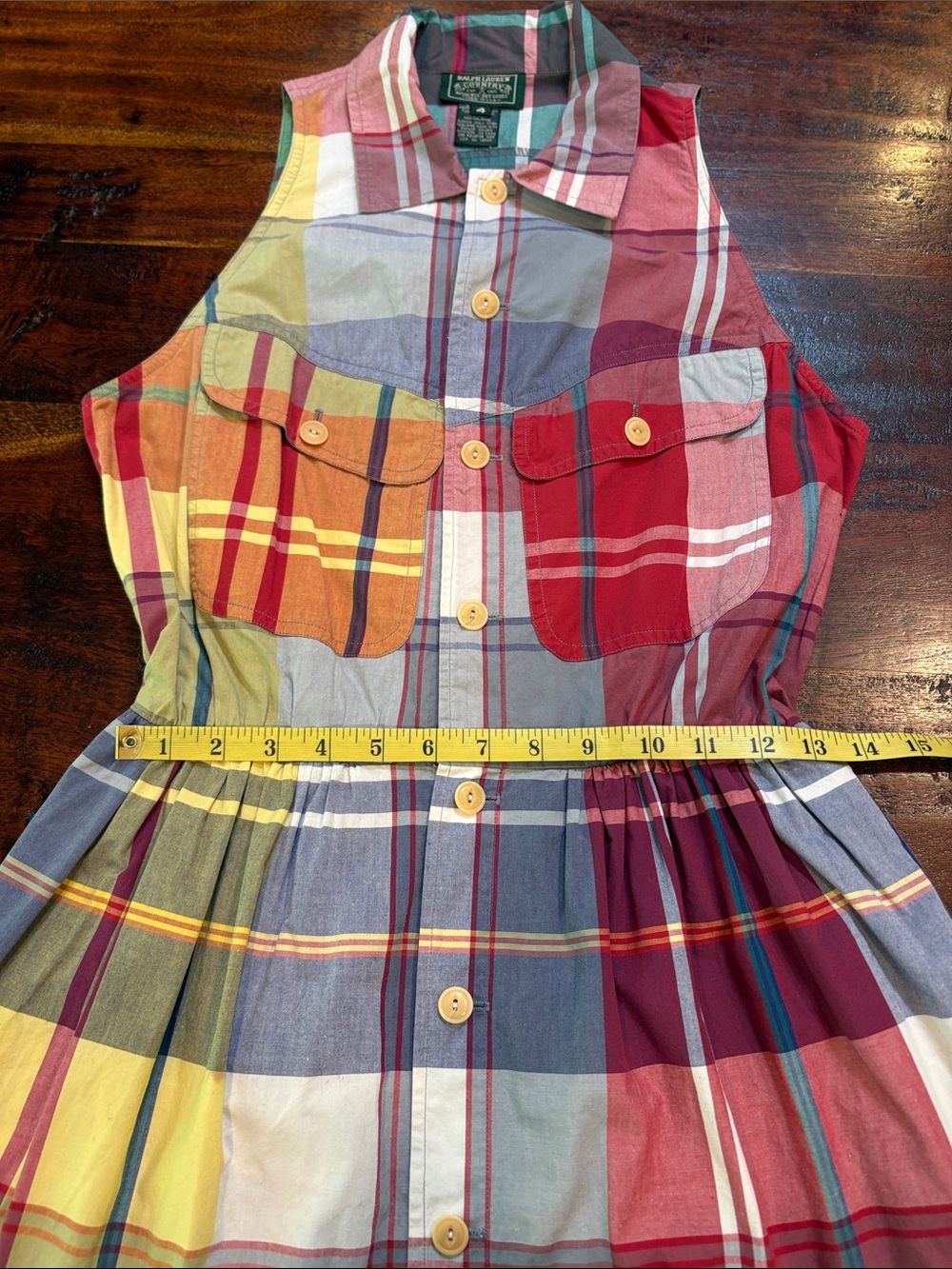 Vintage Ralph Lauren Country Plaid Button Down Fit & Flare Mini Dress size 4 - Picture 13 of 14